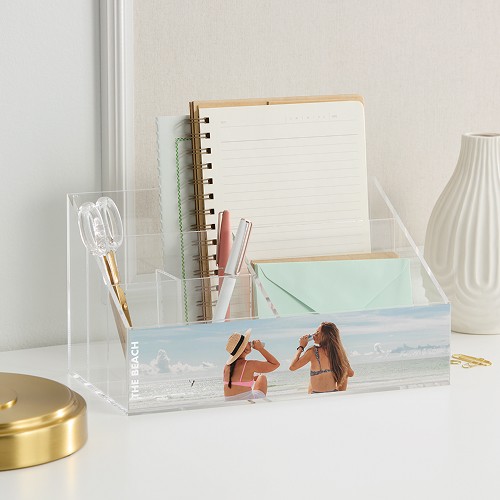 Gallery of Three 11x6 White  Personalized Desk Organizer