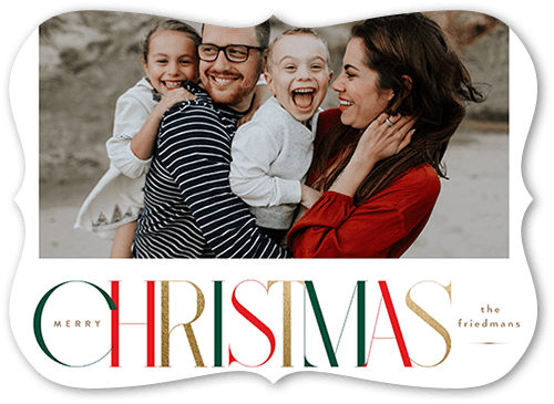 Vintage Serif 5x7 White  Holiday Card