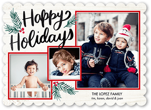 Brightly Framed 5x7 White  Holiday Card