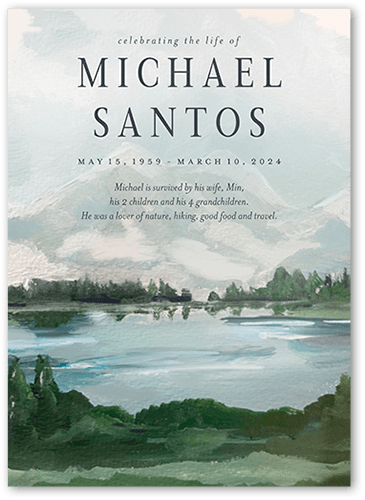 Sentimental Scenes 5x7 Green  Memorial Card