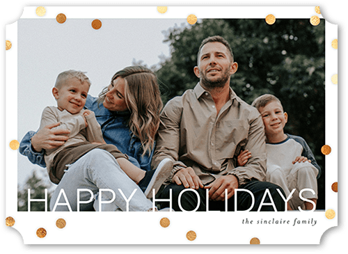 Modern Polka Dot 5x7 White  Holiday Card