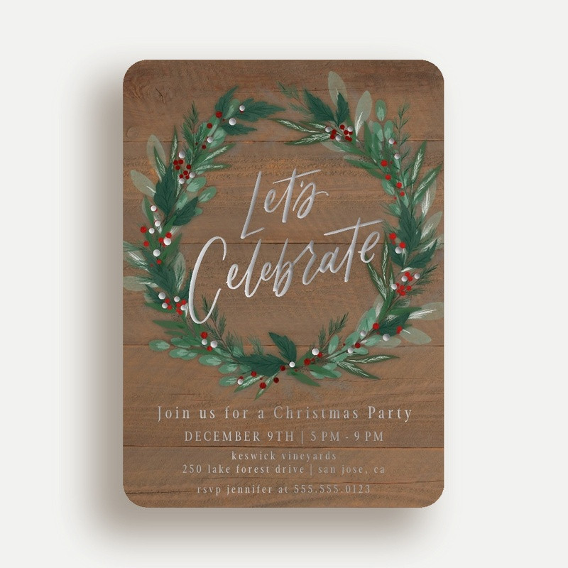 Gold Foil Wreath Holiday Cards