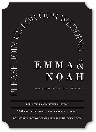 Wedding Invitations: Arched Rehearsal Modern 5x7 Flat Gray Pearl Shimmer Cardstock Ticket Shutterfly