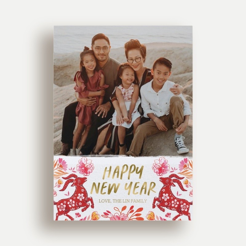 Goat Flowers Lunar New Year Card