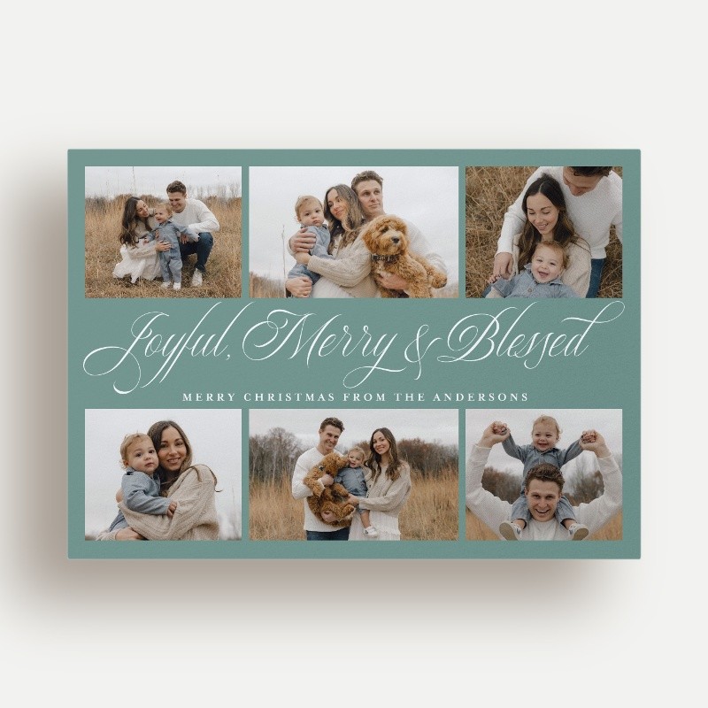Elegant Script Trio Religious Christmas Card