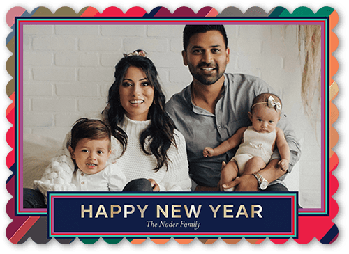 Sherbert Stripes 5x7 Pink  Holiday Card