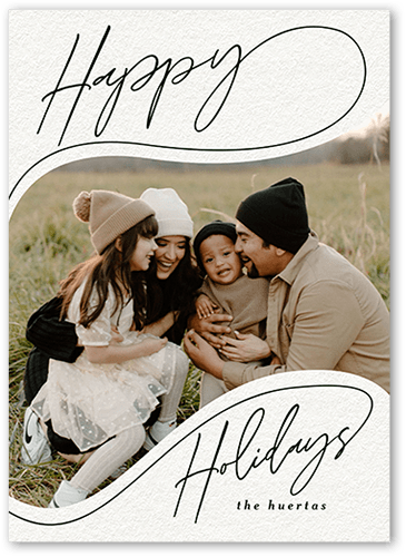 Blessings Script 5x7 Green  Holiday Card