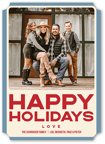 Vintage Joyous 5x7 White  Holiday Card