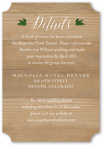 Wedding Enclosure Cards: Heart Wreath Rustic 3.5x5 Flat Beige Pearl Shimmer Cardstock Ticket Shutterfly