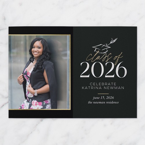 Classy Chic 5x7 Black  Graduation Invitation