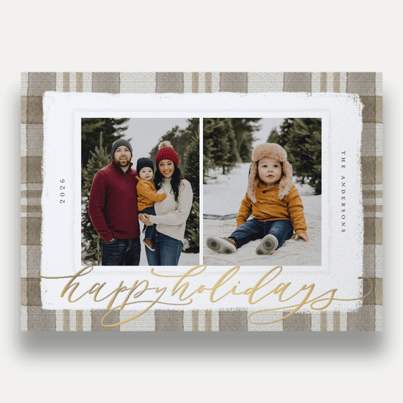 Signed Plaid Holiday Card