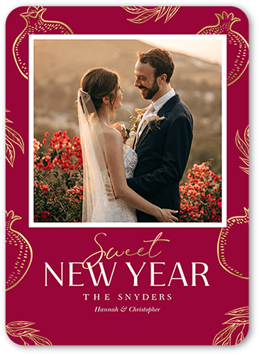 Pomegranate Pattern 5x7 Red  Rosh Hashanah Card