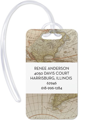 Map of Adventure 2x4 Beige  Luggage Tag