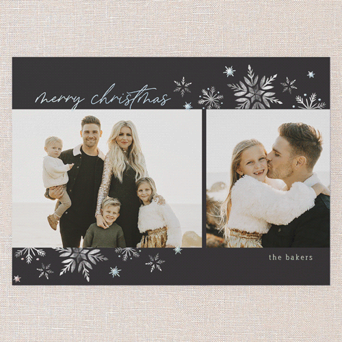 Seasonal Snow 5x7 Black  Holiday Card