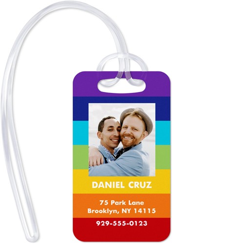 Rainbow Monogram 2x3 Red  Luggage Tag