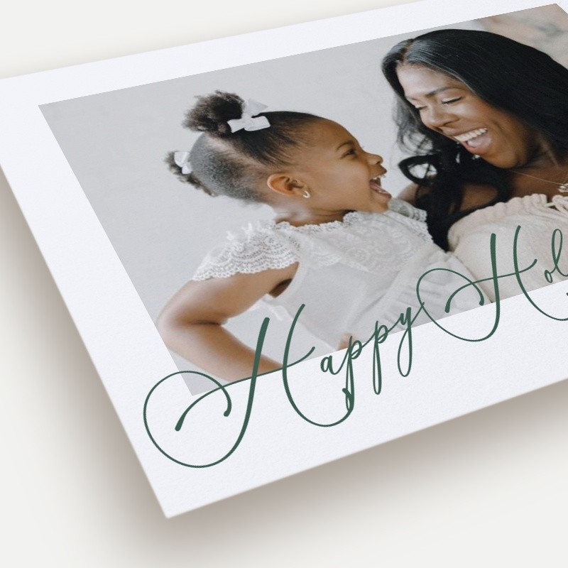 Swept Script Holiday Card Swept Script 5x7 Green Holiday Card