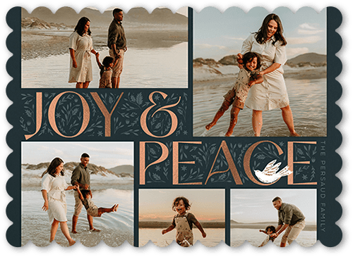 Peaceful Elegant Joy 5x7 Blue  Religious Christmas Card