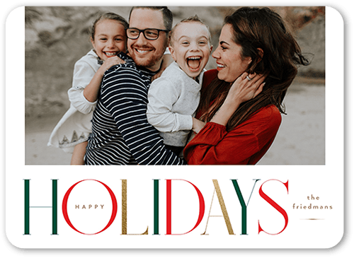 Vintage Serif 5x7 White  Holiday Card