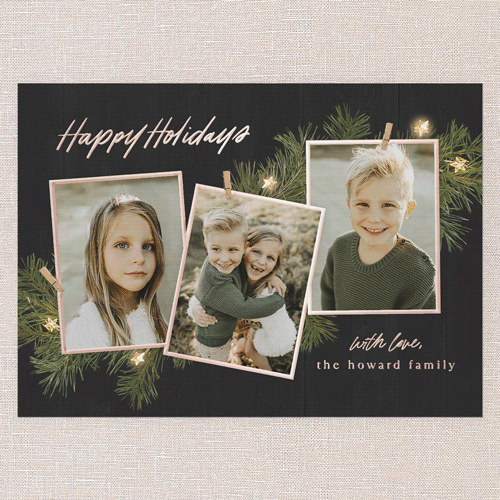 Festive Evergreen 5x7 Black  Holiday Card