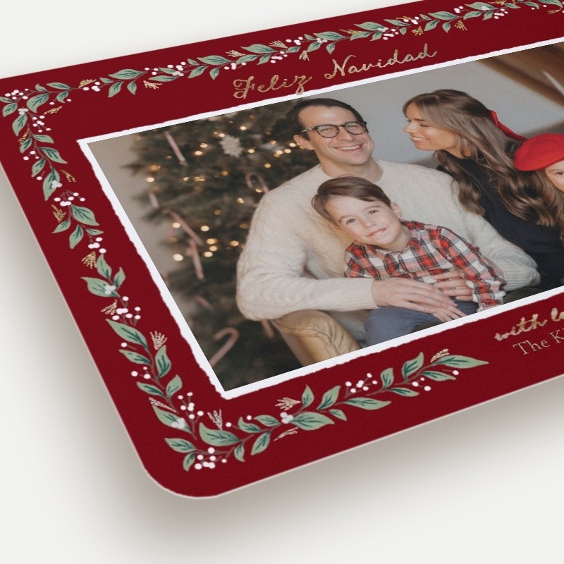 Botanical Frame Holiday Card Botanical Frame 5x7 Red Holiday Card