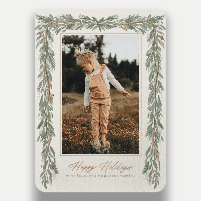 Pine Garland Frame Holiday Card