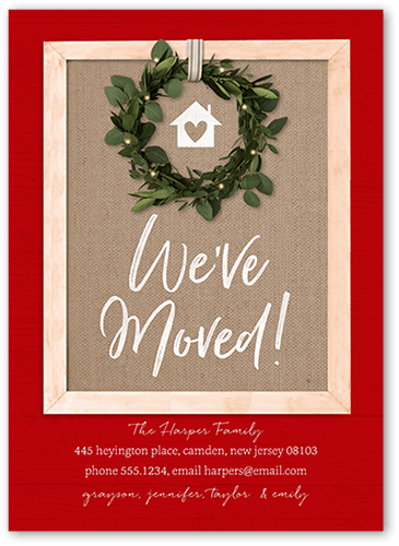 Rustic Wreathed Door 5x7 Red  Moving Announcement