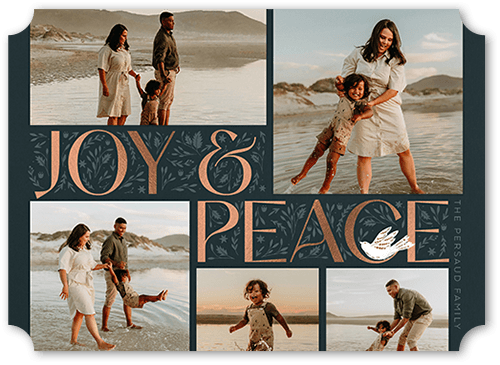 Peaceful Elegant Joy 5x7 Blue  Religious Christmas Card