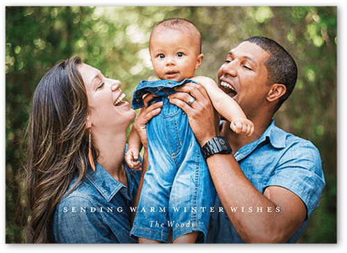 Minimalist Wishes 5x7 White  Holiday Card