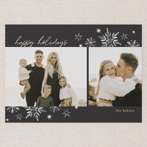 Seasonal Snow 5x7 Black  Holiday Card
