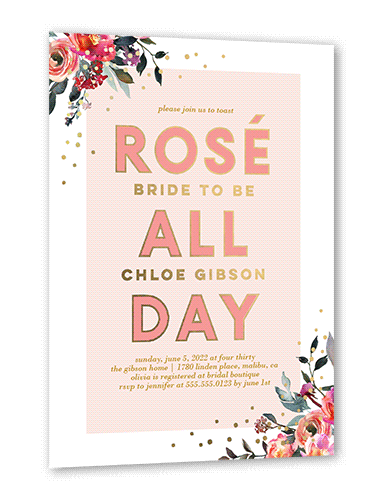 All Day 5x7 Pink  Bridal Shower Invitation