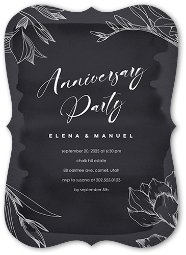 Wedding Anniversary Invitations: Blossoming Outline 5x7 Flat Gray Signature Smooth Cardstock Bracket Shutterfly