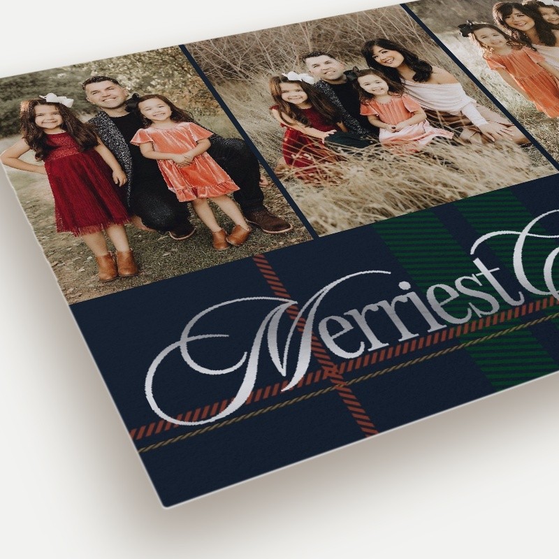 Preppy Plaid Holiday Card Preppy Plaid 5x7 Gray Holiday Card