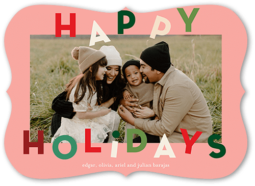 Playfully Bright 5x7 Pink  Holiday Card