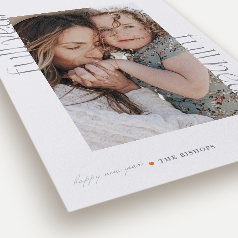 Vertical Script New Year's Card Vertical Script 5x7 Beige New Year's Card