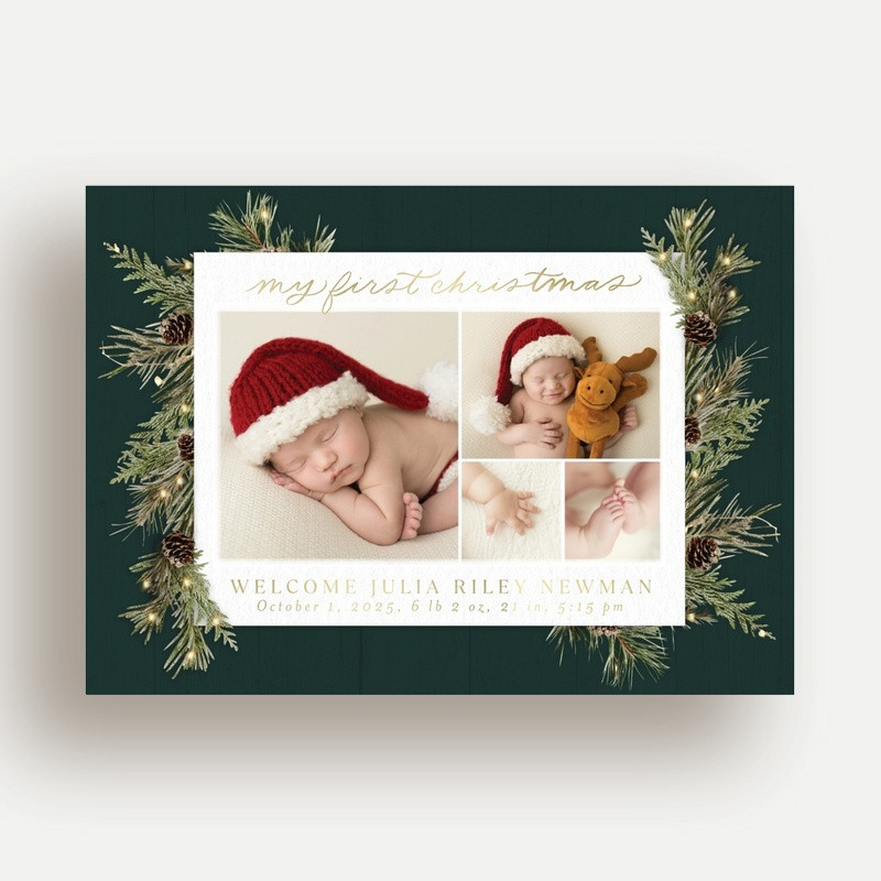 Green Foil Stamped Holiday Cards