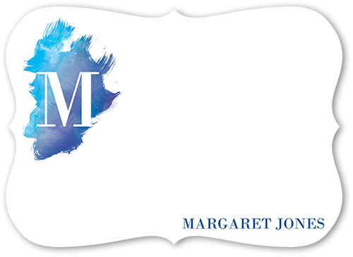 Personalized Note Cards: Painted Initial 5x7 Flat Blue Signature Smooth Cardstock Bracket Shutterfly
