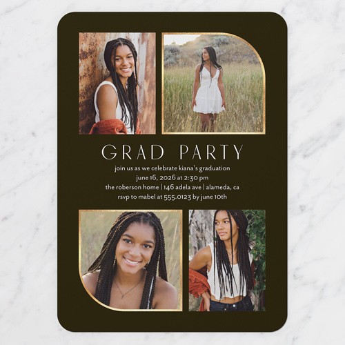 Arched Grad 5x7 Black  Graduation Invitation