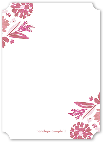 Personalized Note Cards: Bunched Corners 5x7 Flat Pink Pearl Shimmer Cardstock Ticket Shutterfly
