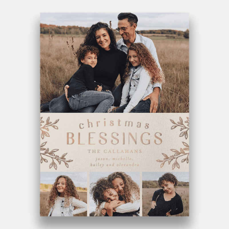 Foliage Frame Holiday Card Foliage Frame 6x8 Beige Holiday Card