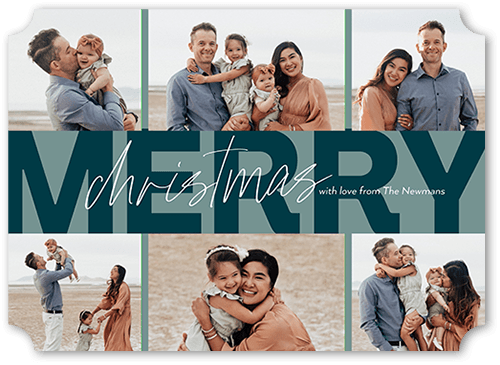 Happy Stripe 5x7 Blue  Holiday Card