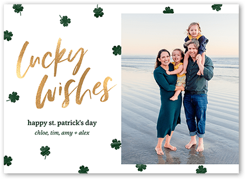 Falling Shamrocks 5x7 White  St. Patrick's Day Card