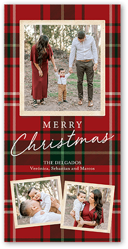 Tartan Wrapped 4x8 Red  Holiday Card