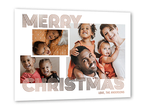Modern Shining Stripes 5x7 White  Holiday Card
