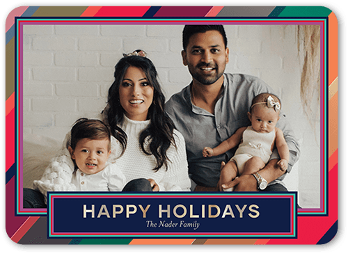 Sherbert Stripes 5x7 Pink  Holiday Card