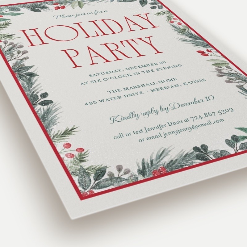 Botanical Border Holiday Invitation