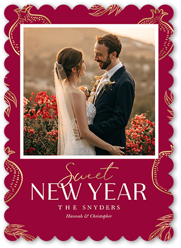 Pomegranate Pattern 5x7 Red  Rosh Hashanah Card