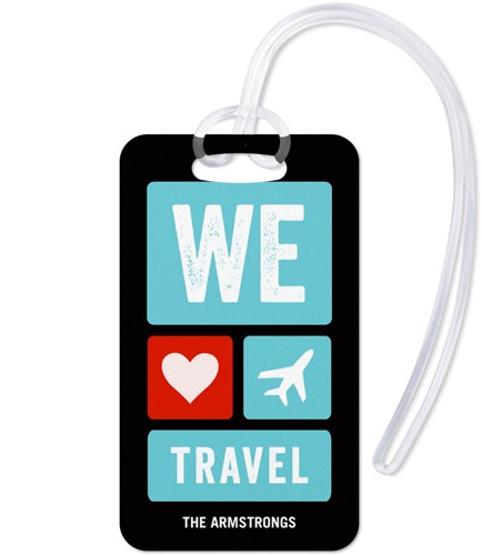 We Heart Travel 2x4 Black  Luggage Tag