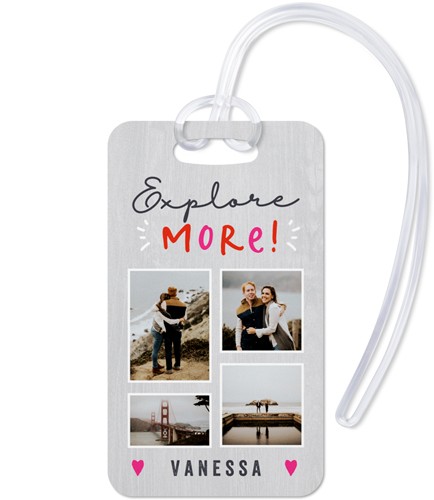 Let’s Explore More 2x4 Pink  Luggage Tag