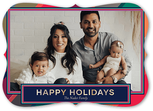 Sherbert Stripes 5x7 Pink  Holiday Card