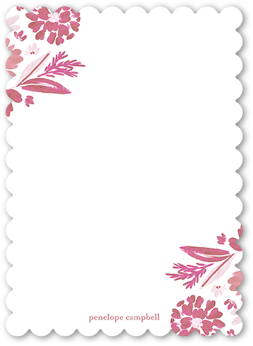 Personalized Note Cards: Bunched Corners 5x7 Flat Pink Pearl Shimmer Cardstock Scallop Shutterfly